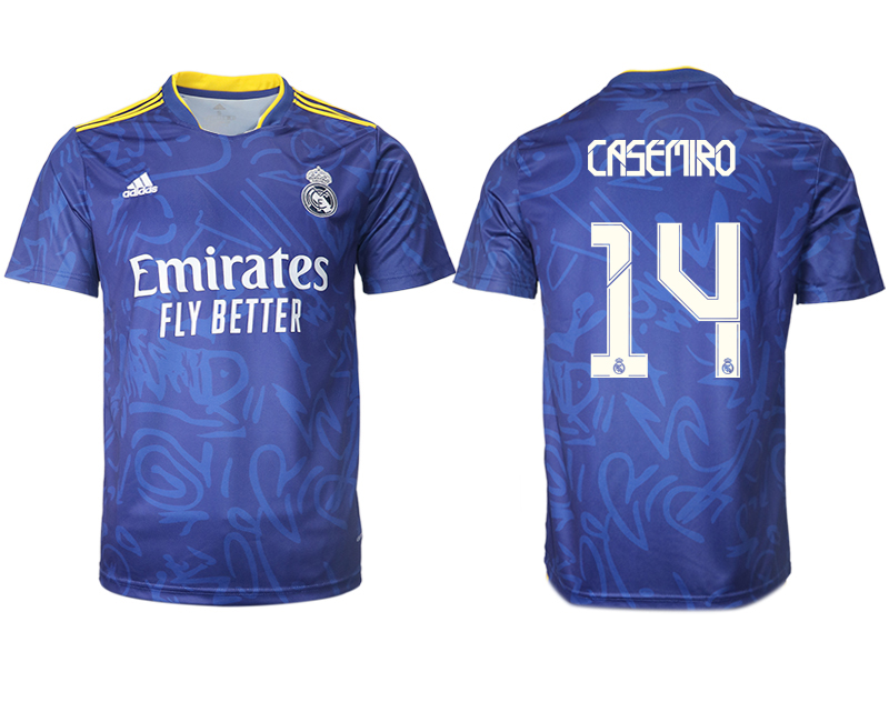 Men 2021-2022 Club Real Madrid away aaa version blue #14 Soccer Jersey